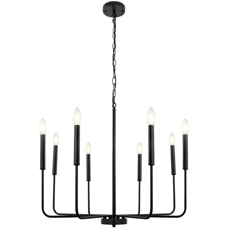Black Farmhouse 6-Light Rustic Industrial Iron Chandeliers Candle Hanging Chandeliers