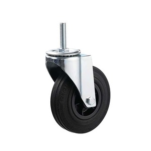 Rueda de carro de Servicio Ligero de 80kg, rueda de rodillo rígido de goma, rueda industrial sólida de polvo de goma negra de 80mm/100mm/125mm - Product Image 6