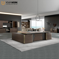 Meubles de bureau modernes haut de gamme en MDF E0, table d'ordinateur pour PDG, bureau de direction, bureau de patron, mobilier de bureau de direction de haute qualité