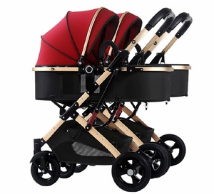 High Landscape <strong>Twin</strong> Baby Stroller Double <strong>Bassinet</strong> with Breathable Mesh Windows - Product Image 6