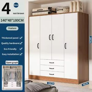 Light Luxury Home Bedroom Wooden White Color <b>Wardrobe</b> Simple to Open the Door with <b>Drawer</b> <b>Storage</b> Closet - Product Image 2
