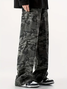 Baggy personnalisé écologique coupe streetwear denim jean vintage véritable arbre camouflage pantalon de charpentier à double genou pantalon cargo style - Product Image 4