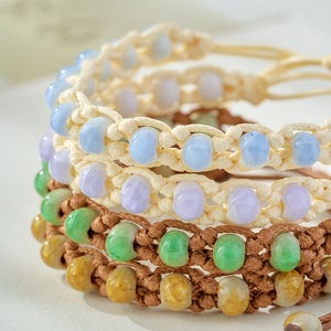 Wholesale Oriental Chinese Style Gradient Ceramic Porcelain <b>Bead</b> Handmade Braided <b>Bracelet</b> For Girls - Product Image 3