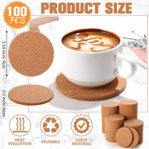 Posavasos promocionales con logotipo personalizado de fábrica, posavasos de corcho, posavasos de corcho de madera redondos con sublimación de café ecológico para bebidas - Product Image 2