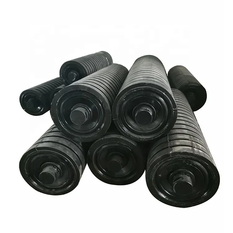 Conveyor Rubber Lined Impact Idler Rollers Material Receiving Point Supporting Impact Rollers for Corrossive Environment