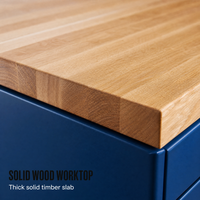 Chariot à outils robuste sur roulettes, armoire à outils industrielle en acier bleu avec plan de travail en bois pour garage et atelier