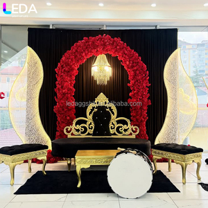 LEDA Wedding Events Custom High Quality Artificial <b>Silk</b> <b>Red</b> Round Flower Arch for Wedding - Product Image 1