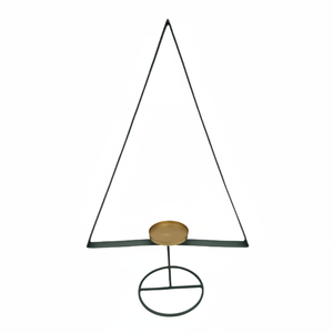 Noël décoratif fer métal bougie pilier titulaire vert et laiton couleur Triangle en forme pour dessus de Table à la main - Product Image 1