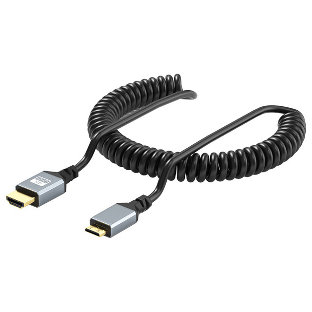 4K@60Hz Mini for HDMI Coiled Spring Cable for HDMI Male to 90Degree for Camera/Tablet/HD TV/Monitor/UNC Kit Consumer Electronics