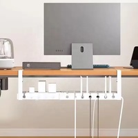 Huyo Plateau de gestion de câbles extensible en acier pour bureau, chemin de câbles et support de rangement avec porte-câbles et gestion des fils