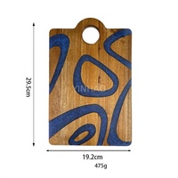 Planche à découper en bois YINHAO, nouveau design, avec incrustation de résine bleue, 11,6 x 7,8 pouces, planche à charcuterie en bois d'acacia et résine avec poignée