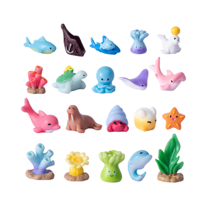 Figure di scena dell'oceano in resina stella marina squalo corallo pesce diavolo leone di mare lepre paguro erba nave per decorazioni natalizie - Product Image 1