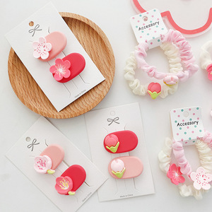 2024 Hete Verkoop Zoete Roze Bloem Haarspeld Haarspeld Touwen Ins Girly Stof Gevlochten Haar Stropdassen Scrunchies Schattige Clip Haaraccessoires - Product Image 4