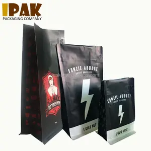 8oz 12oz 16oz 18oz 32oz Custom Stand Up Flat Bottom Coffee Bag Square Bottom Coffee Beans Packaging Bag