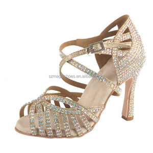 <span class=keywords><strong>Zapatos</strong></span> de <span class=keywords><strong>Baile</strong></span> Latino y de Salón para <span class=keywords><strong>Mujer</strong></span>, Tacón de 10CM, Nueva Llegada, Brillantes Dorados, <span class=keywords><strong>Zapatos</strong></span> de Tango, Sandalias con Suela de Cuero - Product Image 1
