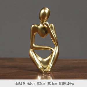 Escritorio de oficina en casa de Arte Abstracto hueco de nuevo diseño decorado con estatua de oro Thinker artesanía de resina - Product Image 5