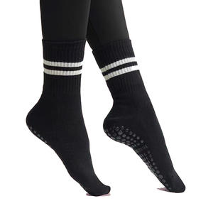 Женские 100% хлопчатобумажные трикотажные носки для йоги, Пилатес, нескользящие носки в спортивном стиле для зимы, весны, лета, с логотипом, унисекс - Product Image 6