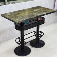 Vente en gros de meubles commerciaux carrés modernes avec dessus en marbre pour bar, maison, table haute et tabourets de bar, ensemble pour table de cocktail