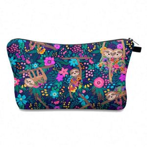 Sac cosmétique en polyester imprimé numérique transparent, motif paresseux de dessin animé, trousse de maquillage pour voyage, vente chaude - Product Image 5