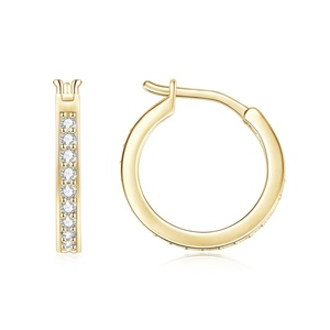 Joyería de Moda al por Mayor, Aros de Cobre Ecológicos Chapados en Oro, Joyería Coreana, Aros de Moissanita VVS GRA de 2.5MM para Uso Diario - Product Image 5