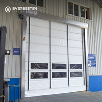 Puerta Rápida Apilable Moderna de PVC Reforzado con Cortina, Control Servo, Ventanas de Visión Personalizadas, Entrada para Hangar de Aviones, Resistente al Viento