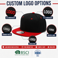 Casquette Snapback personnalisée bicolore à visière plate, 6 panneaux, vierge, style baseball, fermeture ajustable, unisexe, streetwear, vente en gros, OEM, faible MOQ