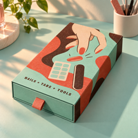 Boîte d'emballage vert recyclable pour faux ongles à presser avec tiroir coulissant, logo personnalisé, boîtes cadeaux rigides en papier pour faux ongles à presser