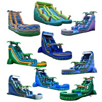 Toboggan aquatique gonflable orange de 4 m en PVC, étanche, à une voie, personnalisé, vente en gros, avec tunnel et piscine