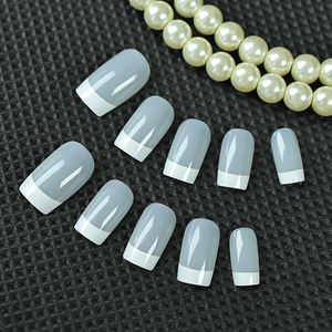 Faux ongles à presser avec pointes françaises, couleur blanche, forme carrée moyenne, style simple, en acrylique, pour <span class=keywords><strong>manucure</strong></span> DIY, salon, mariage, rendez-vous galant - Product Image 6