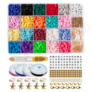 Amazon 24 slots 6mm Polymer Clay Spacer Beads Box Set for Earring Bracelet Necklace Jewelry DIY Craft Making