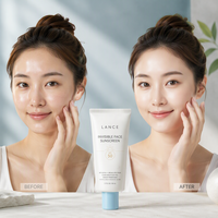 Crème solaire invisible transparente en gel à label privé, fini mat, SPF 50, large spectre, base de maquillage, résistante à l'eau, sans huile, écran solaire pour le visage