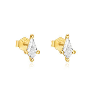Pendientes de Aro con Estrella de Ocho Puntas, Geométricos, con Perlas y Circonitas, Chapados en Oro de 18k - Product Image 3