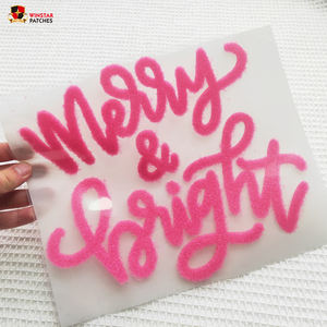 Jolly Ly Fur Natal Puff halus Dtf transfer panas cetakan Laser potong Chenille besi pada patch kustom untuk pakaian t-shirt - Product Image 3