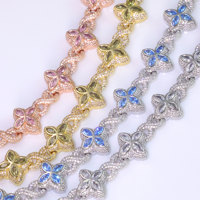 Bracelet tennis zircon trèfle à quatre feuilles haut de gamme style européen-américain, bracelets cubains hip-hop en forme de huit, tendance transfrontalière