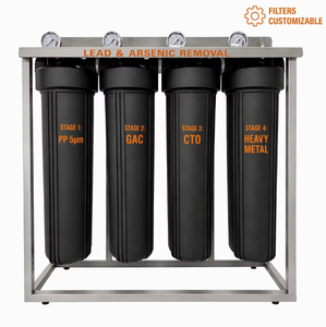 Filtro de Agua de 4 Etapas para Eliminación de Metales Pesados, Reducción de Plomo y Arsénico, Cartucho de Bloque de Carbón Big Blue, para Toda la Casa, con Marco de Acero Inoxidable - Product Image 1