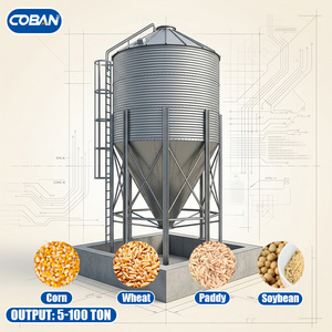 Silos Metálicos para Granos de Café de 5-100t, Silo de Almacenamiento de Maíz, Trigo y Cereales de Acero Galvanizado de 275g/m2 para Línea de Procesamiento de Granos - Product Image 1
