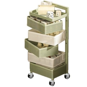 Chariot de rangement à plusieurs niveaux, 4 étages, organisateur de cosmétiques mobile, étagère rotative pour chambre à coucher - Product Image 5