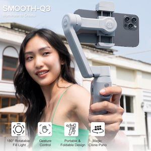 Zhiyun Smooth <span class=keywords><strong>Q3</strong></span> <span class=keywords><strong>Combo</strong></span> cardán de teléfono de 3 ejes con luz de relleno y bolsa de cardán estabilizador de cardán de seguimiento automático para teléfono inteligente - Product Image 3