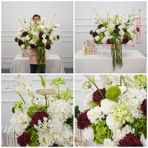 Wedding Aisle <strong>Flowers</strong> Bridesmaid Bouquet Burgundy White Green <strong>Hydrangea</strong> <strong>Artificial</strong> <strong>Flower</strong> Floor Altar <strong>Flower</strong> for Party Event - Product Image 3