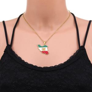 Trendy Anti Tarnish <b>Silver</b> and Gold Pvd <b>Necklaces</b> 316l Stainless Steel Fine Jewelry Iran Map <b>Necklace</b> for Women - Product Image 4