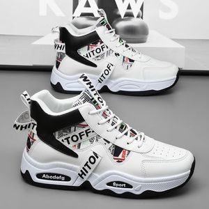 Zapatos casuales de estilo coreano a la moda, de caña alta, con suela gruesa, zapatos para caminar, transpirables y cómodos, tipo skate. - Product Image 3