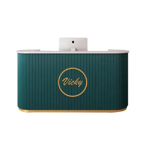 Office Furniture Beauty Salon Modern <b>Small</b> Green Reception <b>Desk</b> Front <b>Desk</b> Counter - Product Image 5