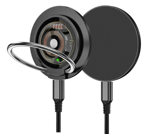 Chargeur sans fil magnétique intelligent pliable 15W avec anneau de protection Type C et support de téléphone pour <span class=keywords><strong>iPhone</strong></span>, montre, écouteurs et microphone - Product Image 2