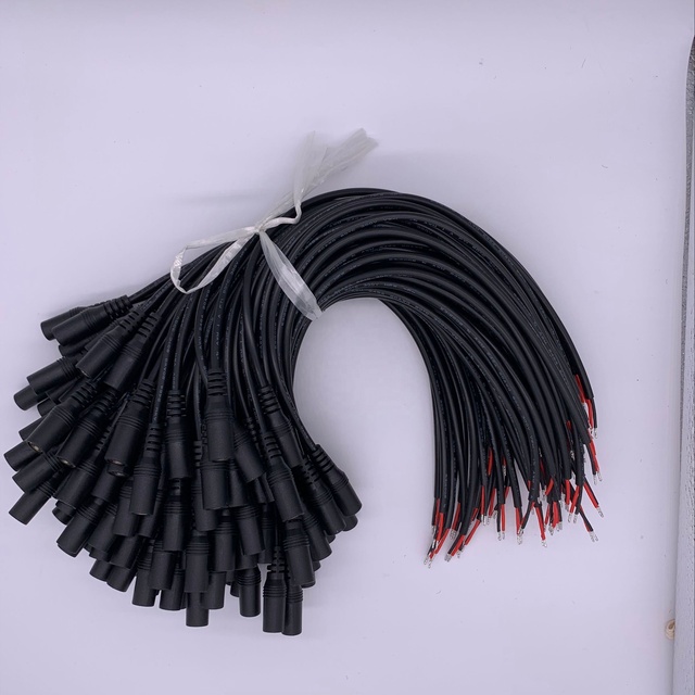 0.3m Black DC Pigtail Power Cable 5.5*2.1mm Female 2C18AWG