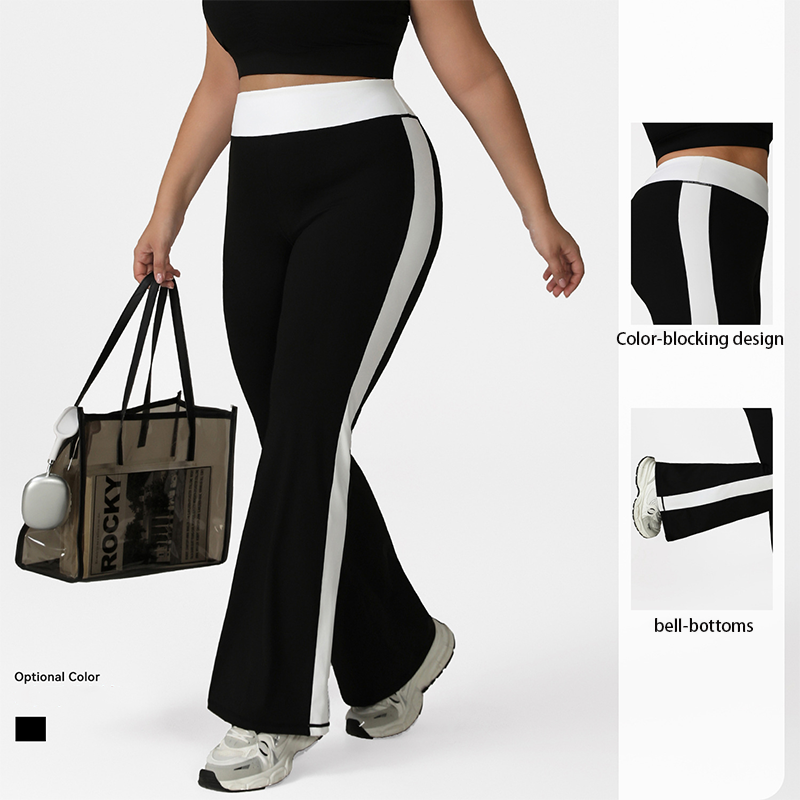 Flared High Waist Contrasting Color Casual Plus Size Lady Custom Sports Yoga Fitness High Quality Gym Workout Leggings For Women