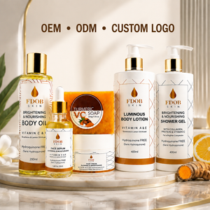 Ensemble de Soins Éclaircissants OEM ODM Marque Privée : Savon, Lait Corporel, Sérum, Crème et Gel Douche à la Vitamine A, <span class=keywords><strong>C</strong></span> et Curcuma – Logo Personnalisé - Product Image 1