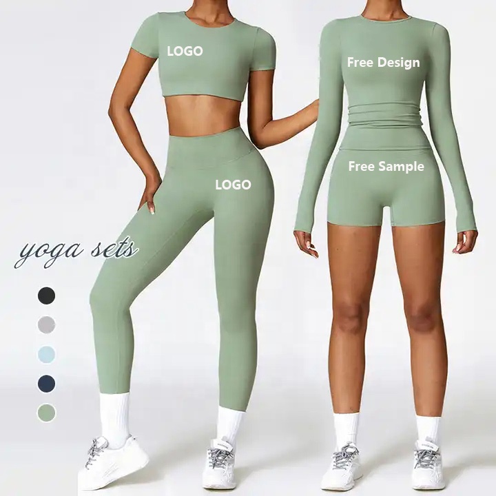 I produttori di abbigliamento sportivo per Yoga Design personalizzato nuovo Set di Yoga senza soluzione di continuità Set di abbigliamento sportivo da donna Set di Leggings per Fitness e Yoga