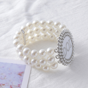 Dichiarazione di 2 righe alta lucida catena di perle bianche che fa la <span class=keywords><strong>figlia</strong></span> del simbolo di Isis DOI Charm rendendo le donne gioielli braccialetto elastico - Product Image 5
