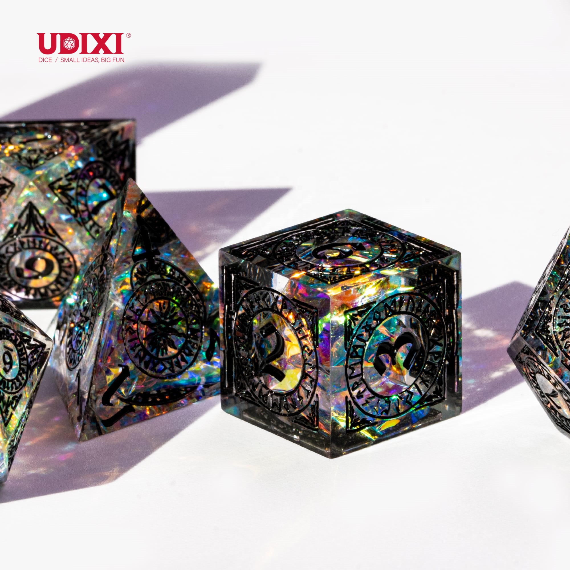 Udixi полигедрал Пользовательский логотип ролевая игра Подземелья и Драконы Смола острые края набор игральных костей