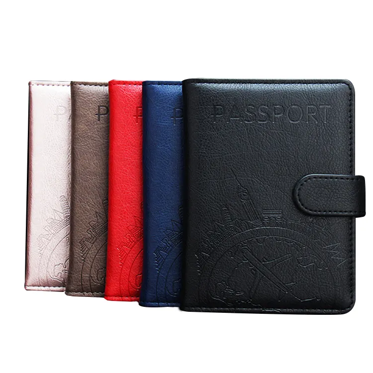 Customized PU RFID Travel Passport Holder Flight Global Mix 5 Colors Debossed Passport Cover Case with Sim Card Slot Tickets Cas